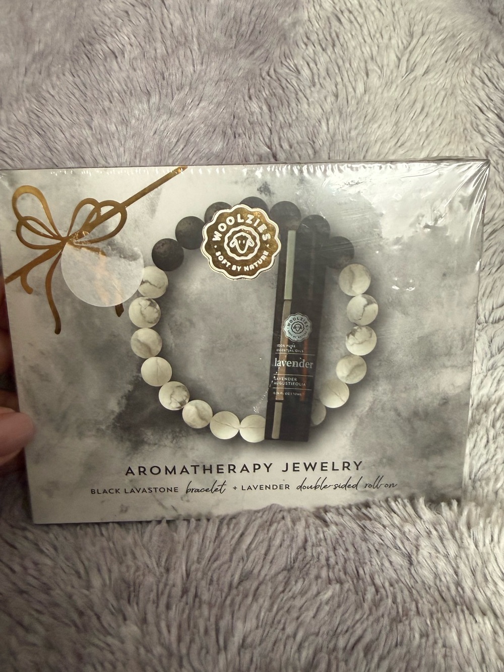 Aromatherapy Lava Stone Bracelet with Lavender Roll-On - Picture 2 of 4
